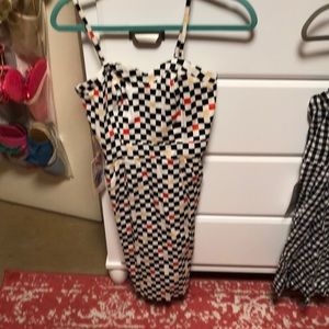 NWT Black, white and red checkered above-the-knee dress removable straps